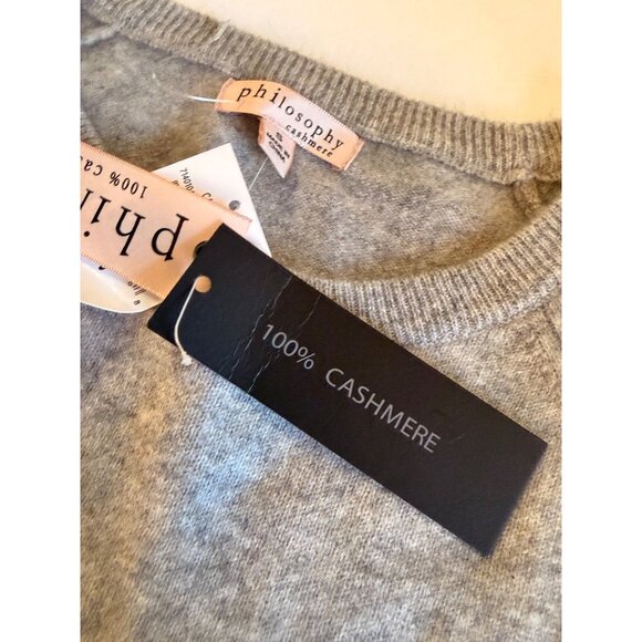 NWT Philosophy Sz S 100% Cashmere Gray Sweater With Pink Heart Design - Picture 4 of 12